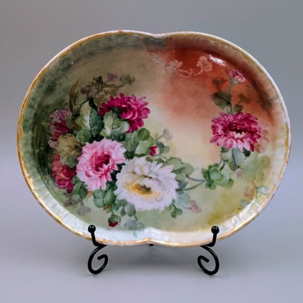 Hand Painted Limoges French Porcelain Plate with Roses